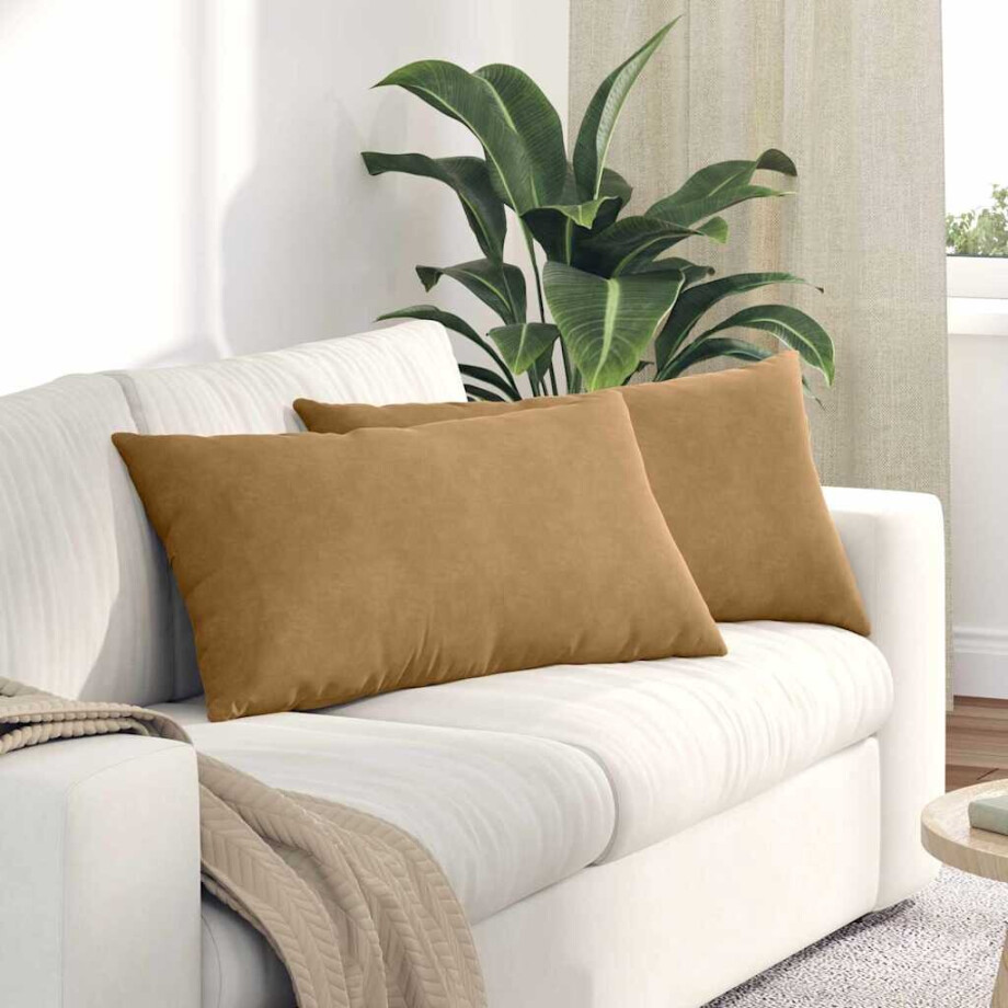 vidaXL Sofa Kussens 2 stuks Bruin 80 x 40 cm Cordstof afbeelding 1