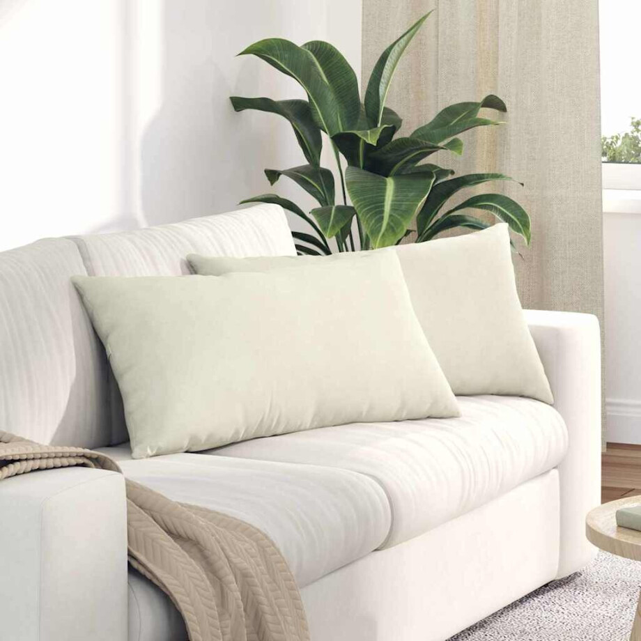 vidaXL Sofa Kussens 2 stuks Crème 80 x 40 cm Cordstof afbeelding 1