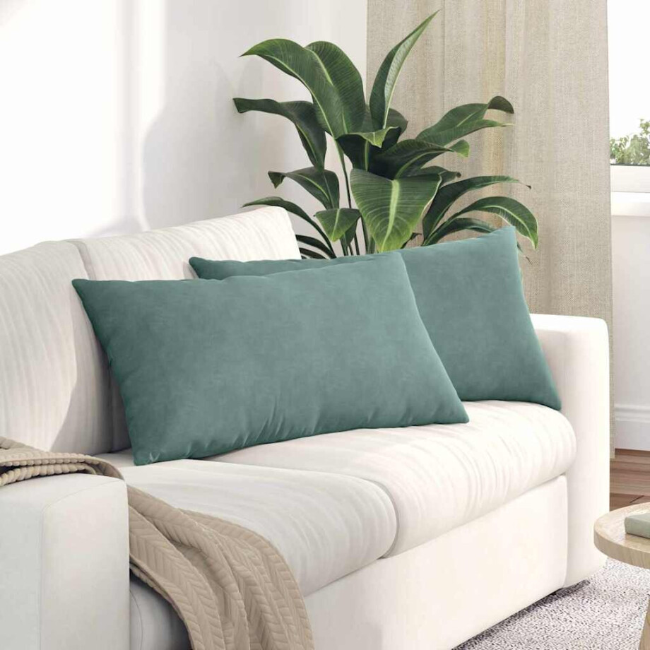 vidaXL Sofa Kussens 2 stuks Zeegroen 80 x 40 cm Cordstof afbeelding 1