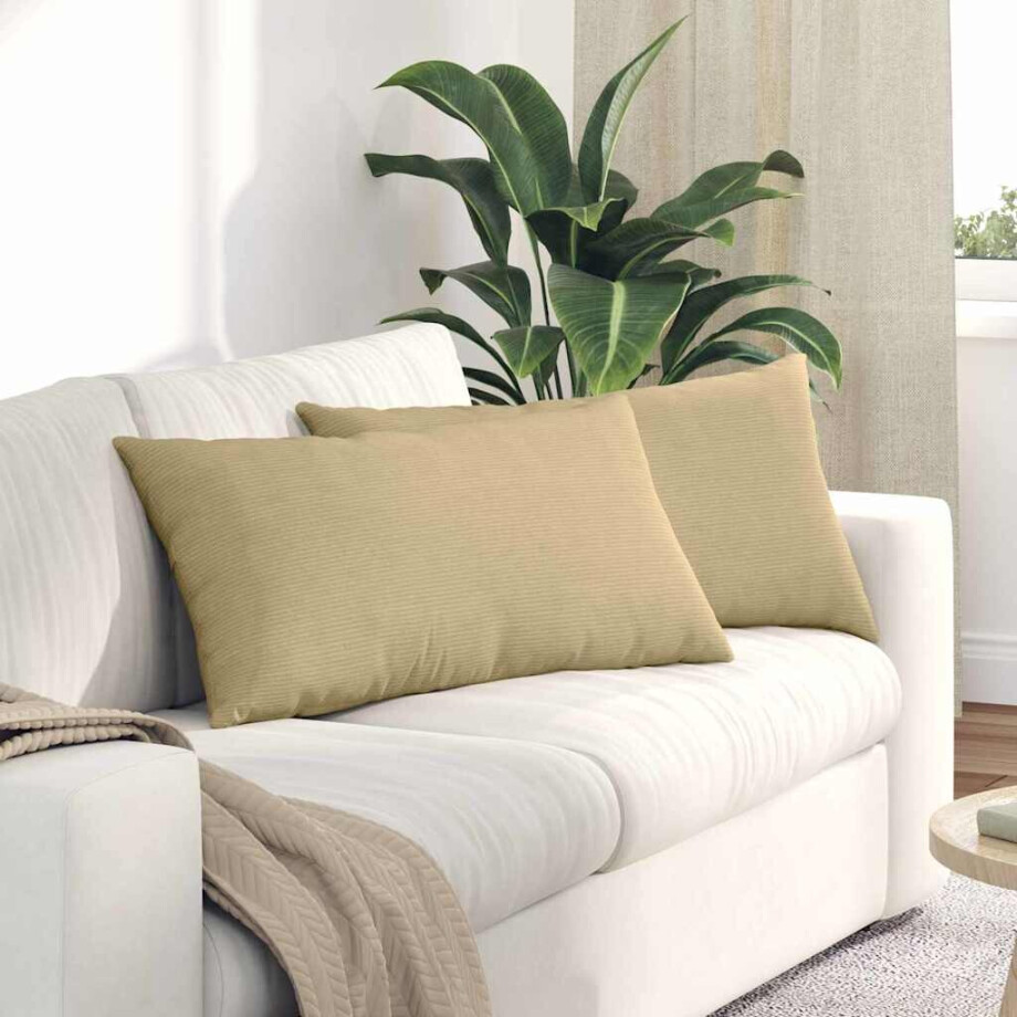 vidaXL Sofa Kussens 2 stuks Grijs groen 80 x 40 cm Cordstof afbeelding 1