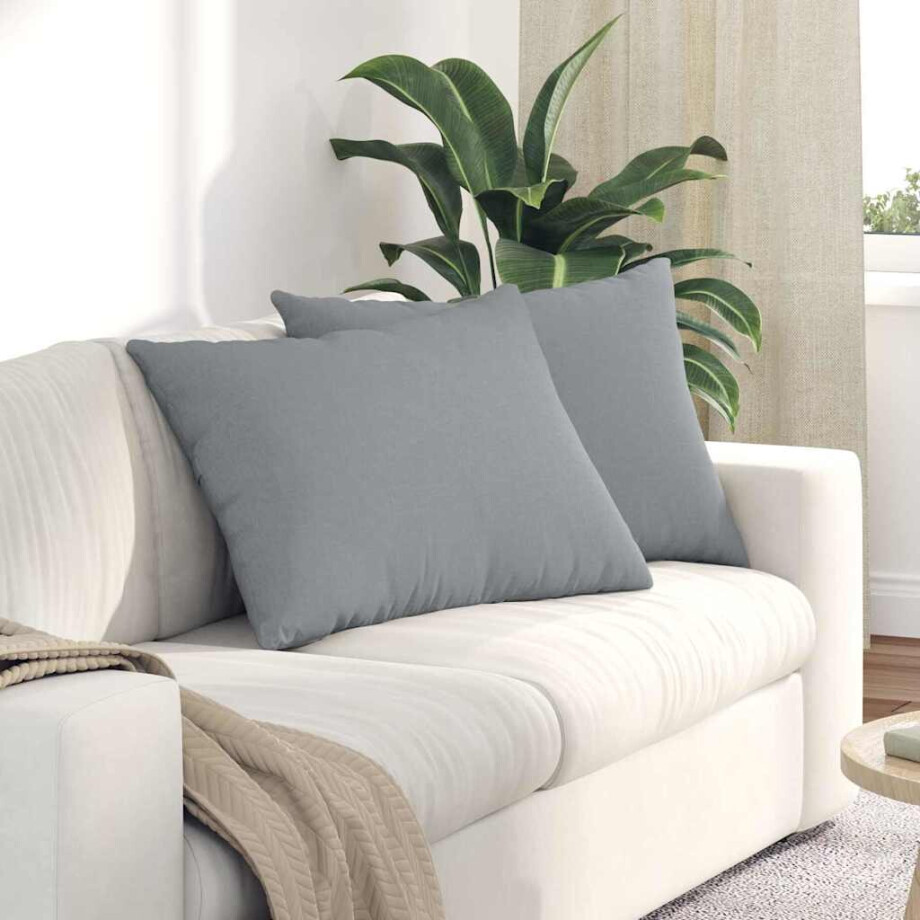 vidaXL Sofa Kussens 2 pcs Lichtgrijs 70 x 50 cm Stof afbeelding 1