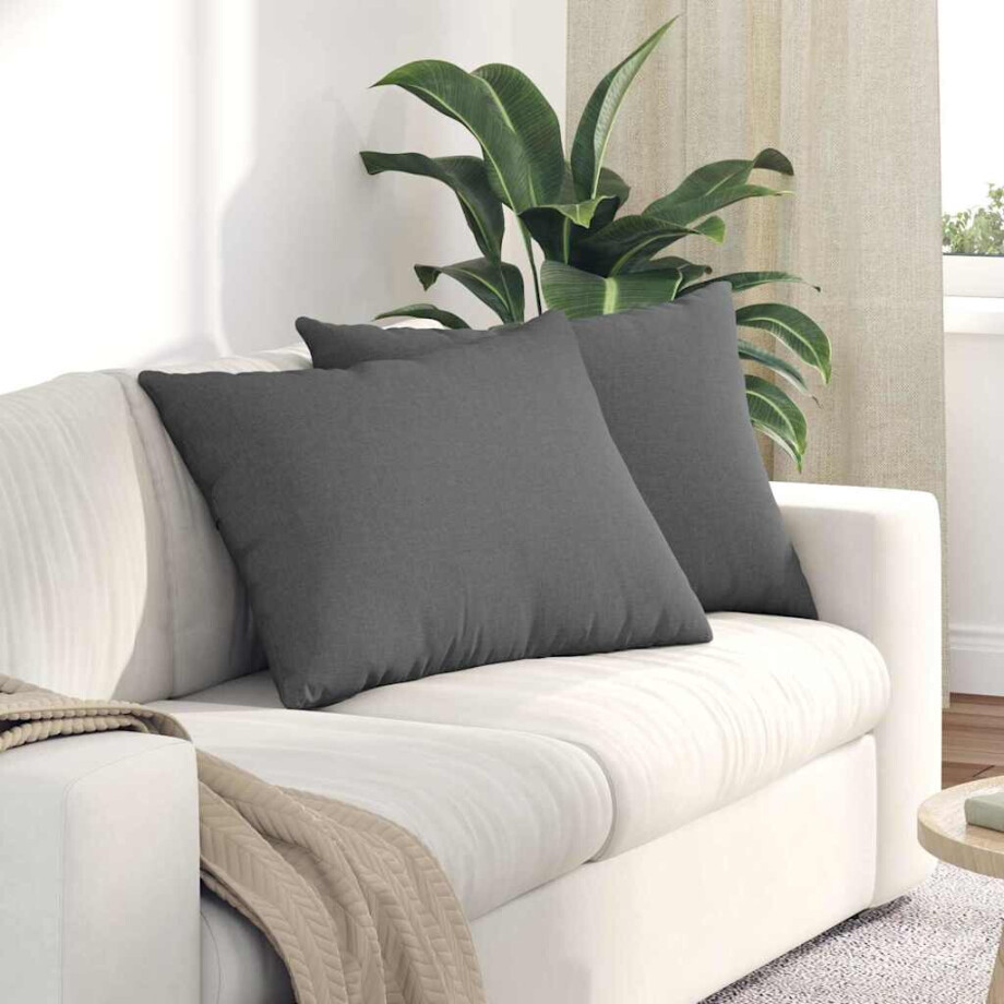vidaXL Sofa Kussens 2 pcs Donkergrijs 70 x 50 cm Stof afbeelding 1