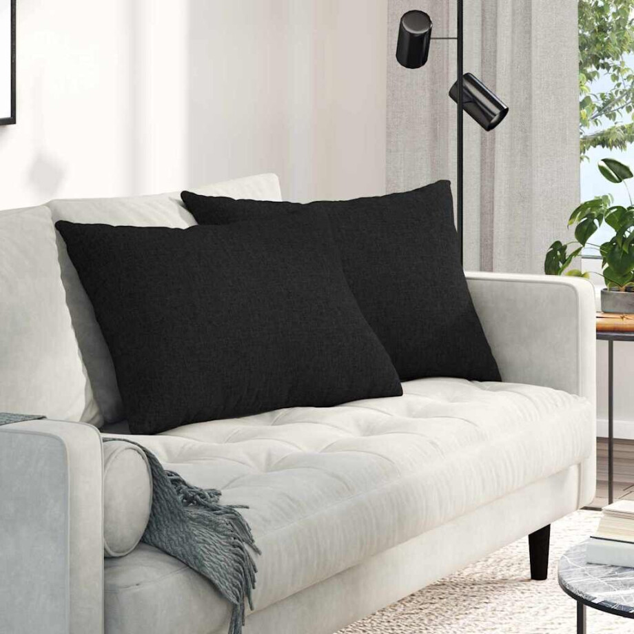 vidaXL Sofa Kussens 2 pcs Zwart 70 x 50 cm Stof afbeelding 1