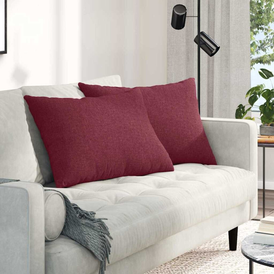 vidaXL Sofa Kussens 2 pcs Wijnrood 70 x 50 cm Stof afbeelding 1