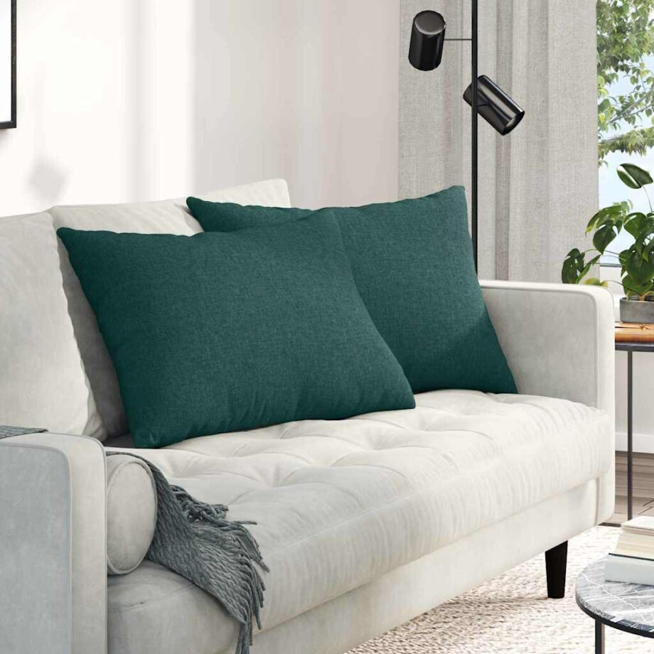 vidaXL Sofa Kussens 2 pcs Donkergroen 70 x 50 cm Stof afbeelding 1