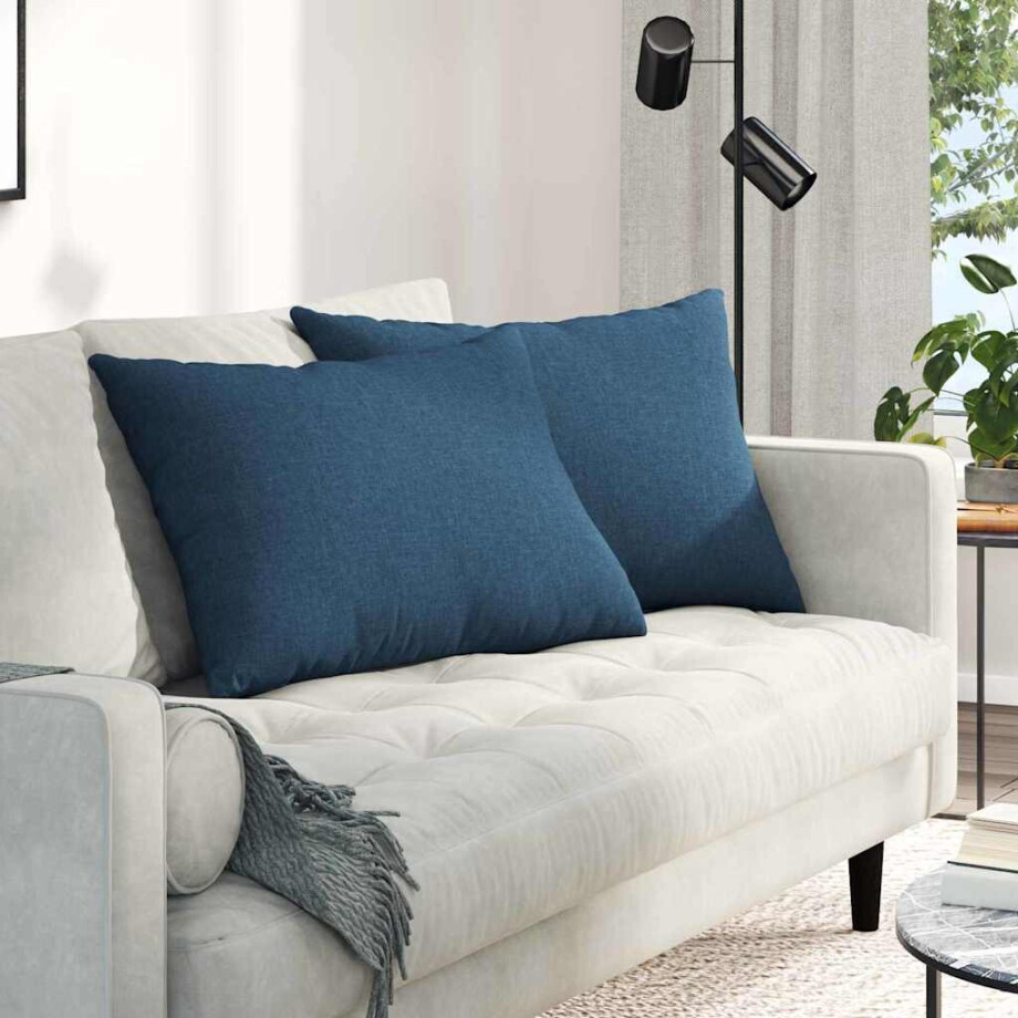 vidaXL Sofa Kussens 2 pcs Blauw 70 x 50 cm Stof afbeelding 1
