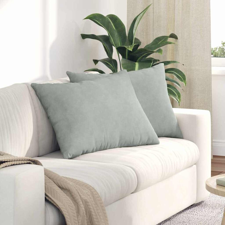 vidaXL Sofa Kussens 2 stuks Lichtgrijs 70 x 50 cm Cordstof afbeelding 1