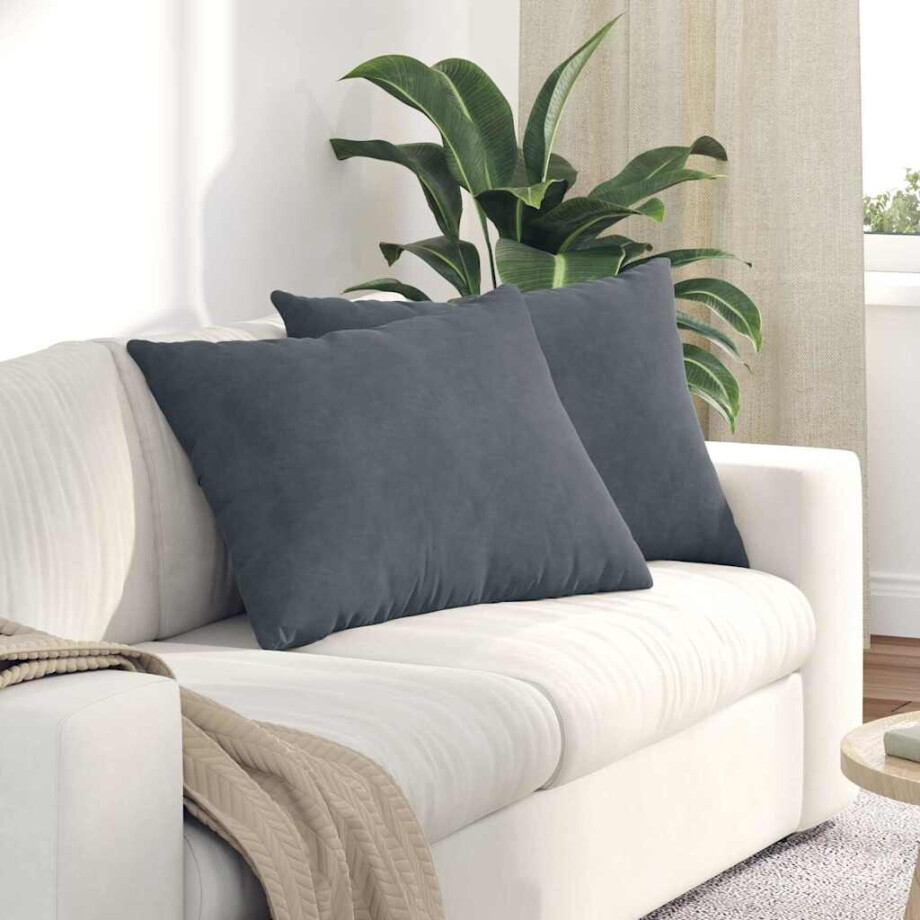 vidaXL Sofa Kussens 2 stuks Donkergrijs 70 x 50 cm Cordstof afbeelding 1