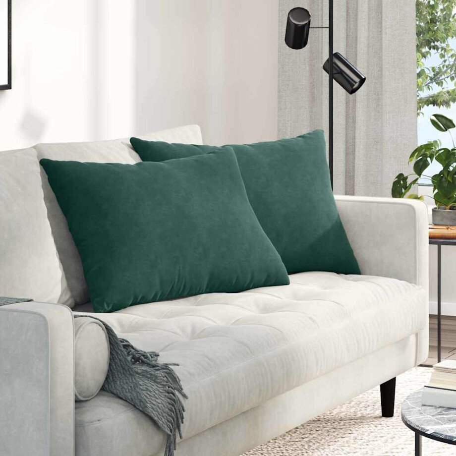 vidaXL Sofa Kussens 2 stuks Donkergroen 70 x 50 cm Cordstof afbeelding 1
