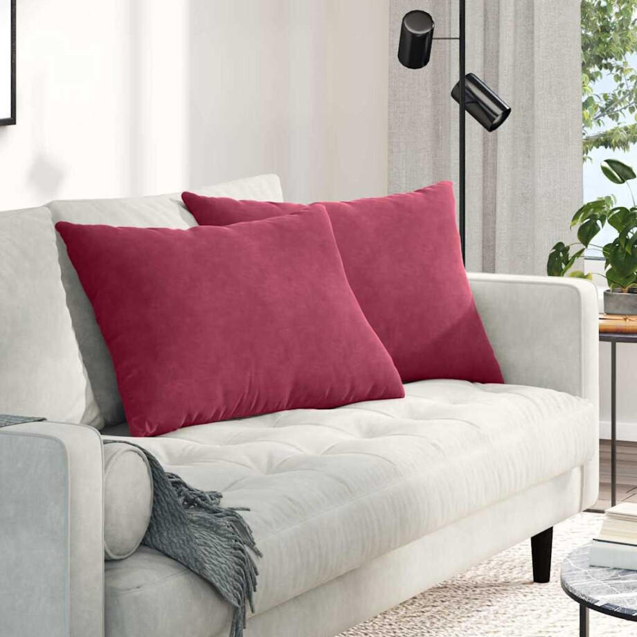 vidaXL Sofa Kussens 2 stuks Wijnrood 70 x 50 cm Cordstof afbeelding 1