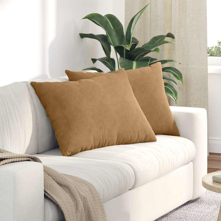 vidaXL Sofa Kussens 2 stuks Bruin 70 x 50 cm Cordstof afbeelding 1