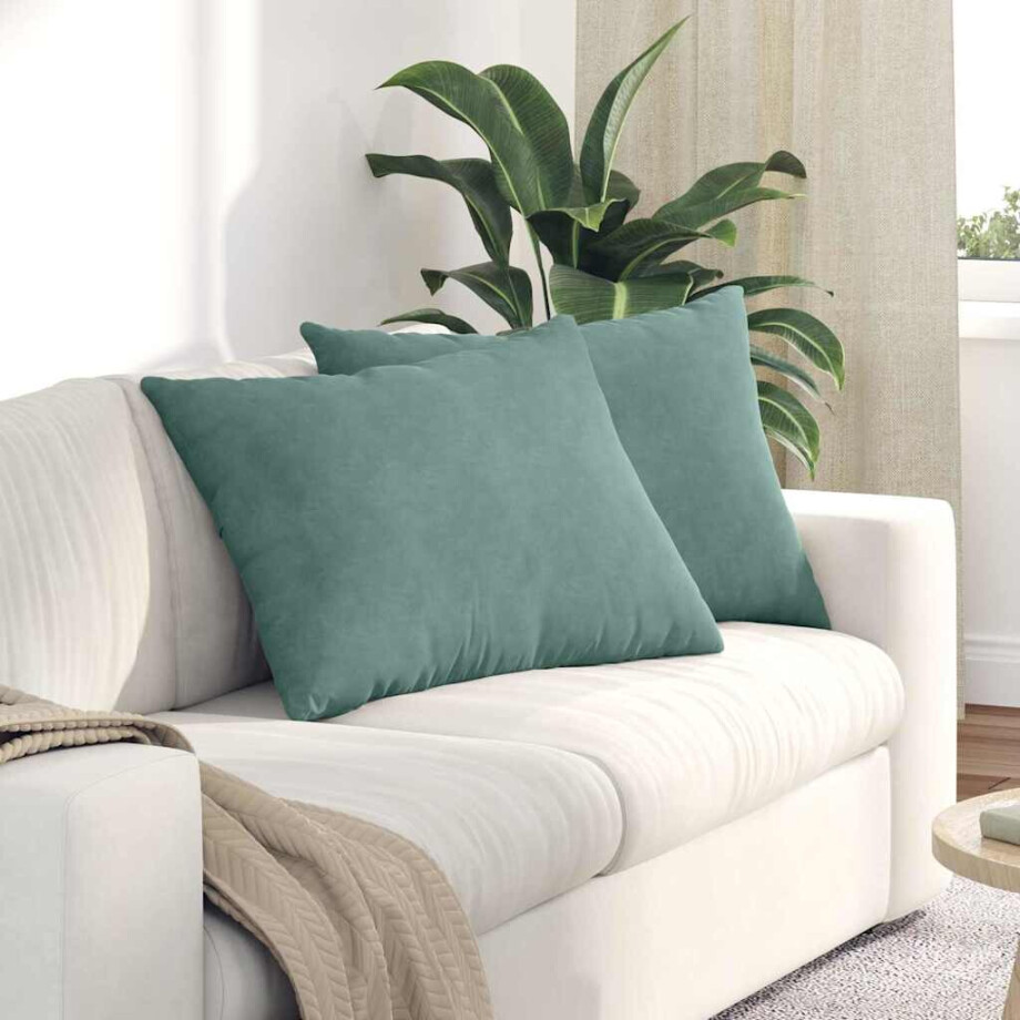 vidaXL Sofa Kussens 2 stuks Zeegroen 70 x 50 cm Cordstof afbeelding 1