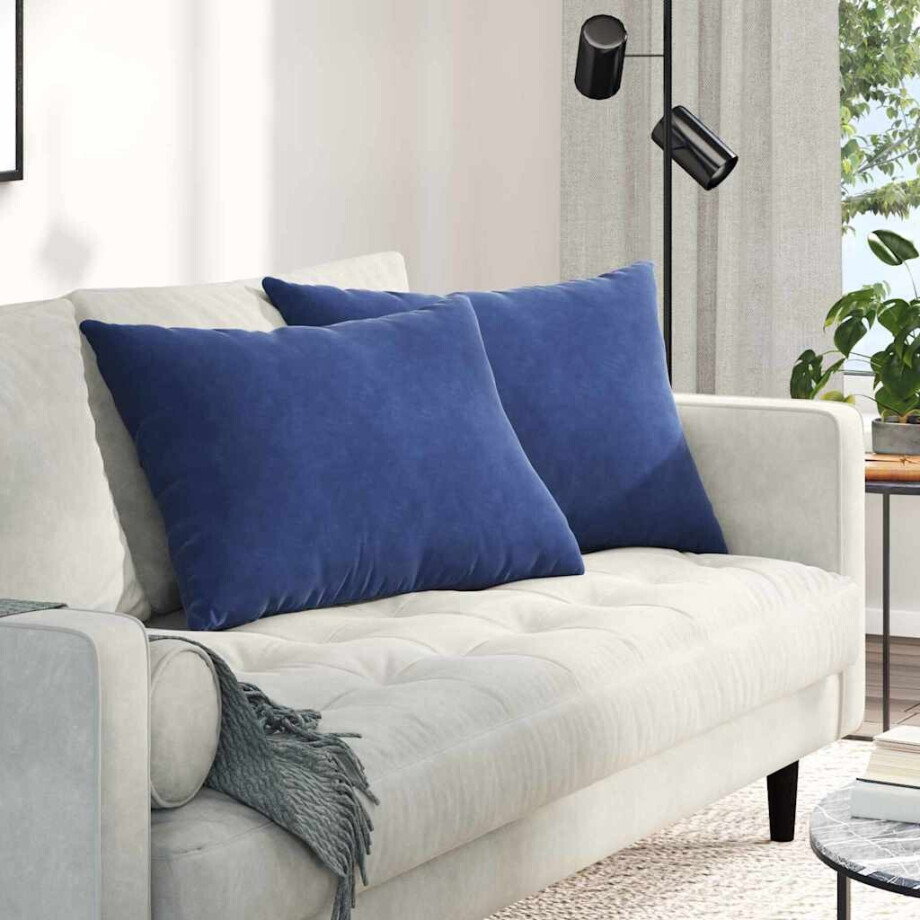 vidaXL Sofa Kussens 2 stuks Politieblauw 70 x 50 cm Cordstof afbeelding 1