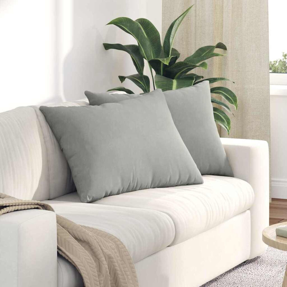 vidaXL Sofa Kussens 2 stuks Lichtgrijs 70 x 50 cm Stof afbeelding 1