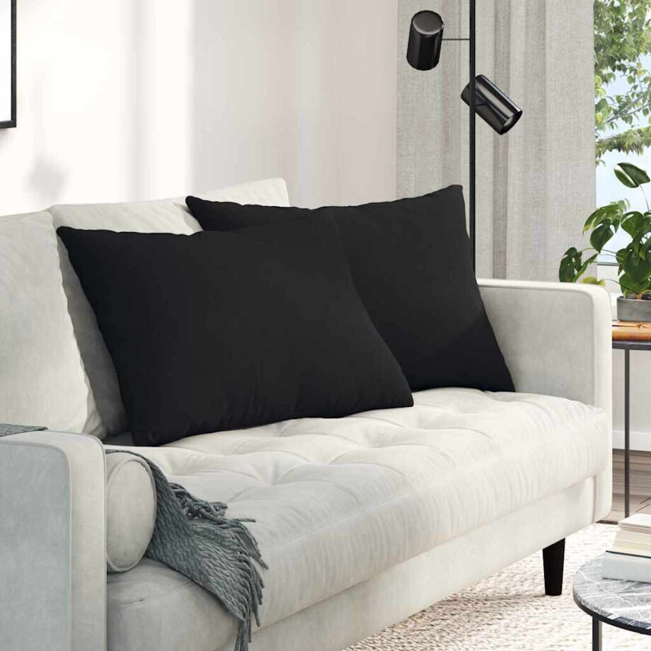 vidaXL Sofa Kussens 2 stuks Zwart 70 x 50 cm Stof afbeelding 1