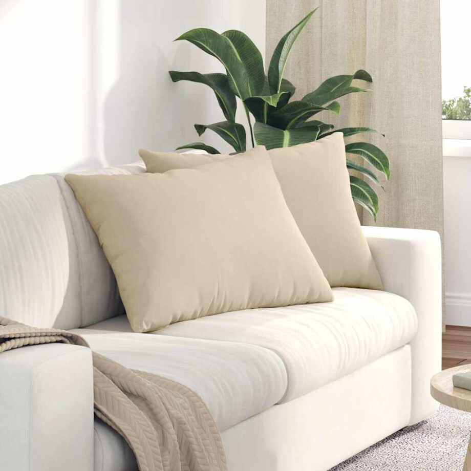 vidaXL Sofa Kussens 2 stuks Crème 70 x 50 cm Stof afbeelding 1
