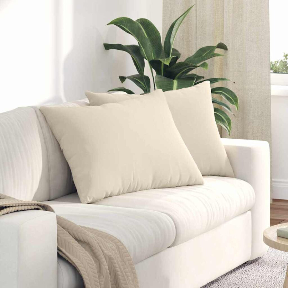 vidaXL Sofa Kussens 2 stuks Beige 70 x 50 cm Stof afbeelding 1