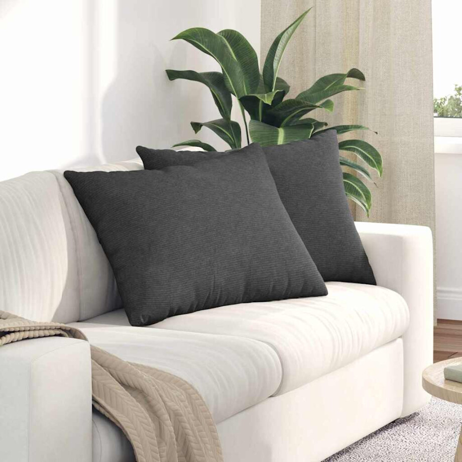 vidaXL Sofa Kussens 2 stuks Donkergrijs 70 x 50 cm Cordstof afbeelding 1