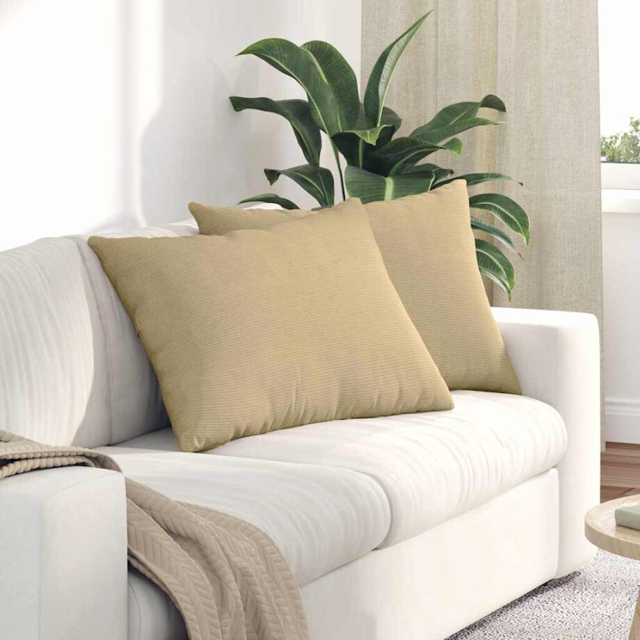 vidaXL Sofa Kussens 2 stuks Grijs groen 70 x 50 cm Cordstof afbeelding 1