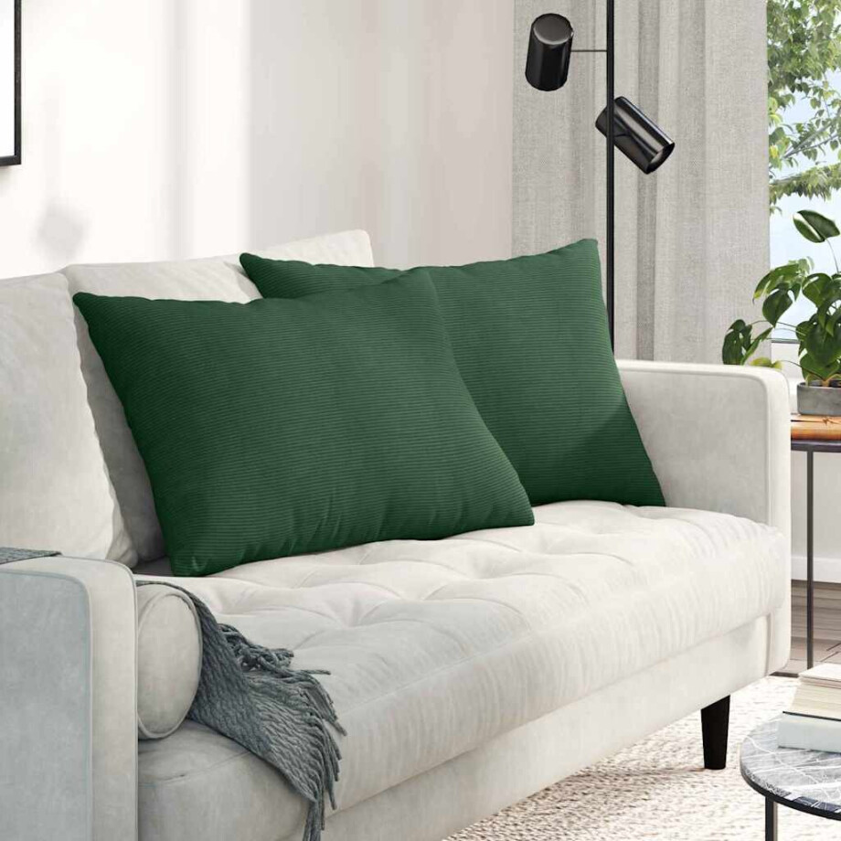 vidaXL Sofa Kussens 2 stuks Donkergroen 70 x 50 cm Cordstof afbeelding 1