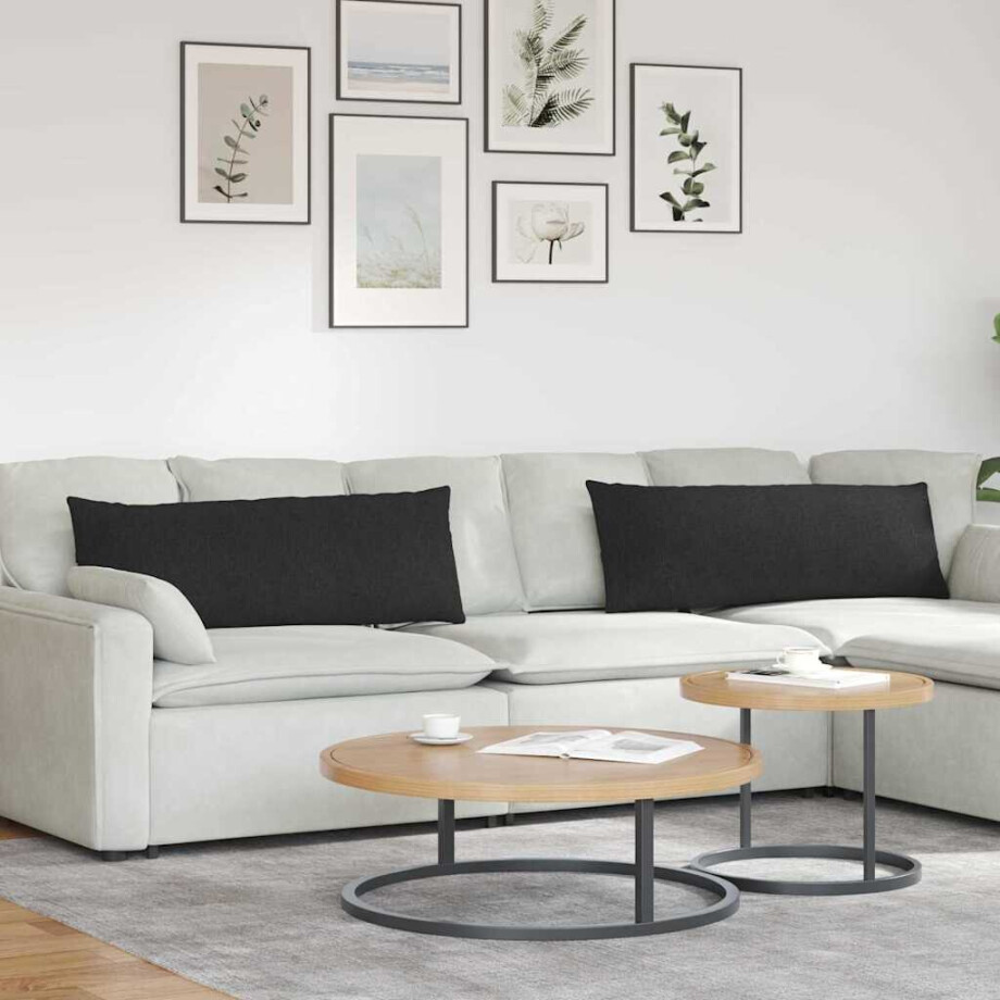 vidaXL Sofa Kussens 2 pcs Zwart 120 x 40 cm Stof afbeelding 1