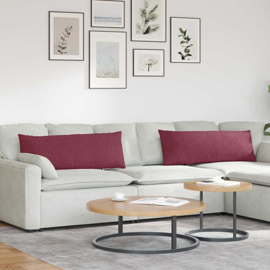 vidaXL Sofa Kussens 2 pcs Wijnrood 120 x 40 cm Stof afbeelding 1