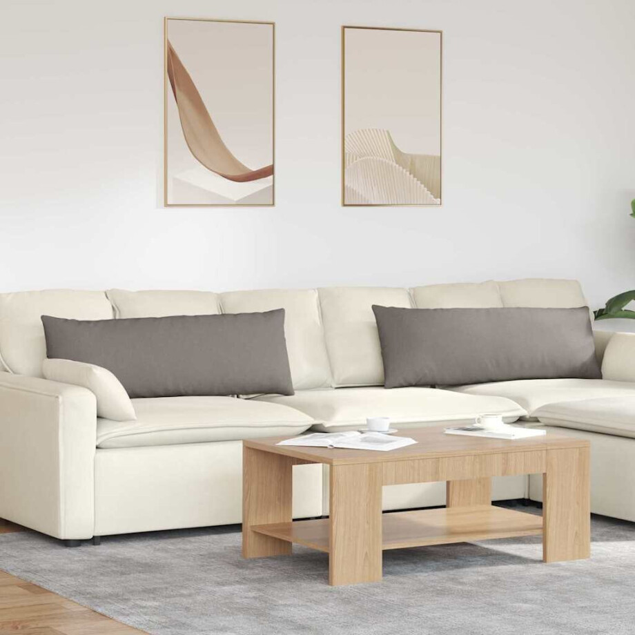 vidaXL Sofa Kussens 2 pcs Taupe 120 x 40 cm Stof afbeelding 1