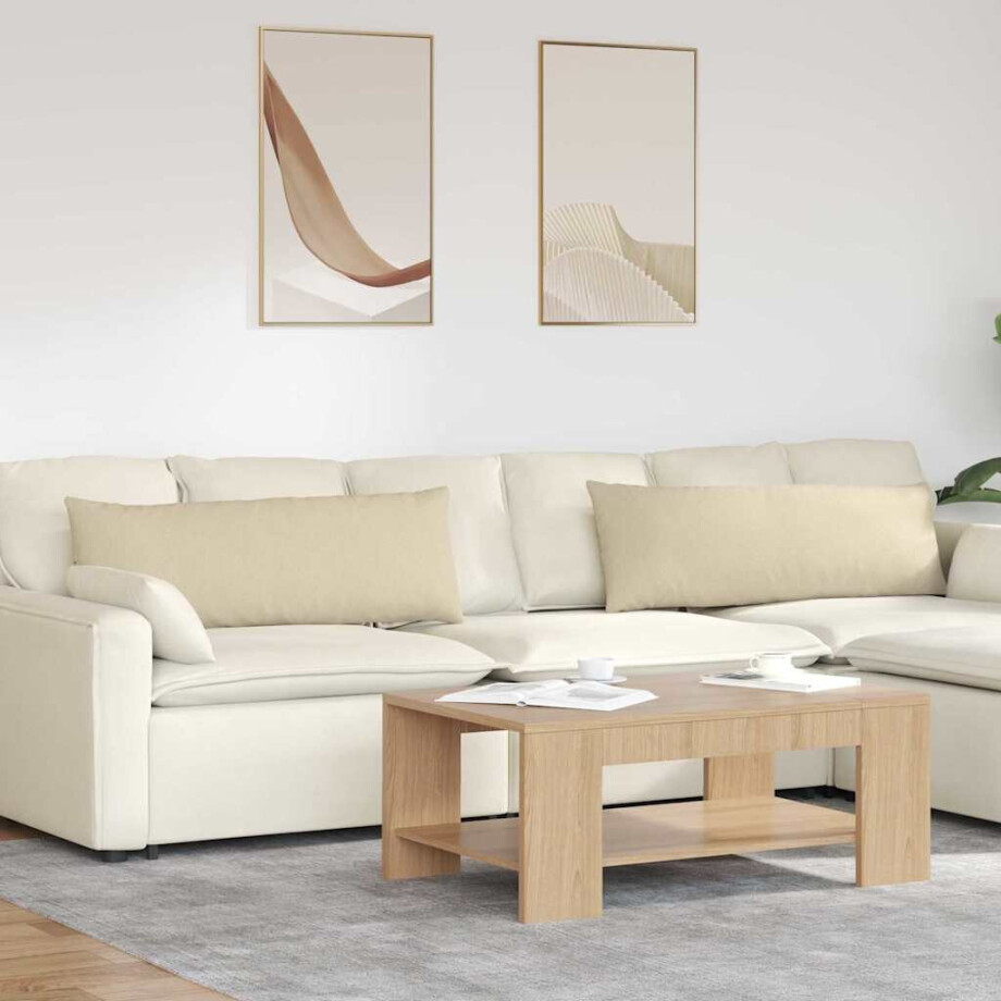 vidaXL Sofa Kussens 2 pcs Crème 120 x 40 cm Stof afbeelding 1