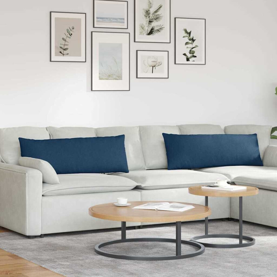 vidaXL Sofa Kussens 2 pcs Blauw 120 x 40 cm Stof afbeelding 1