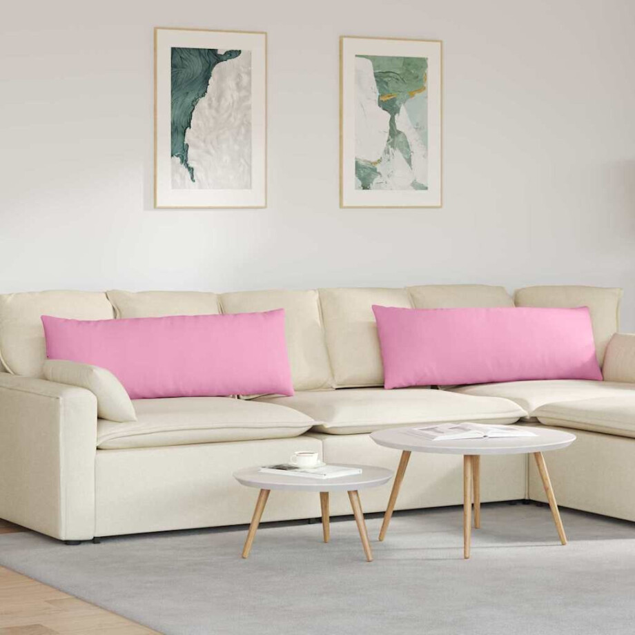 vidaXL Sofa Kussens 2 pcs Roze 120 x 40 cm Stof vidaXL Sofa Kussens 2 pcs Roze 120 x 40 cm Stof afbeelding 1