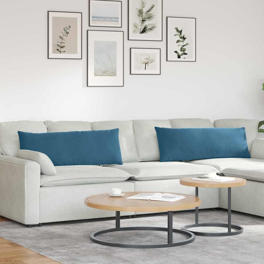 vidaXL Sofa Kussens 2 stuks Blauw 120 x 40 cm Cordstof afbeelding 1