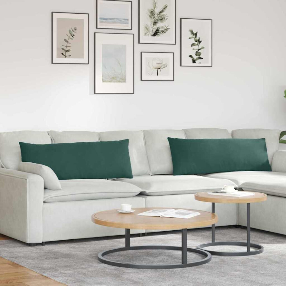 vidaXL Sofa Kussens 2 stuks Donkergroen 120 x 40 cm Cordstof afbeelding 1