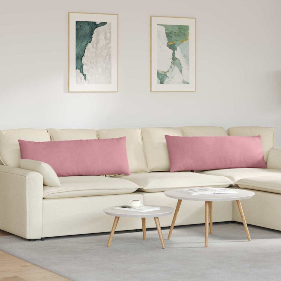 vidaXL Sofa Kussens 2 pcs Roze 120 x 40 cm Katoen Stof afbeelding 1