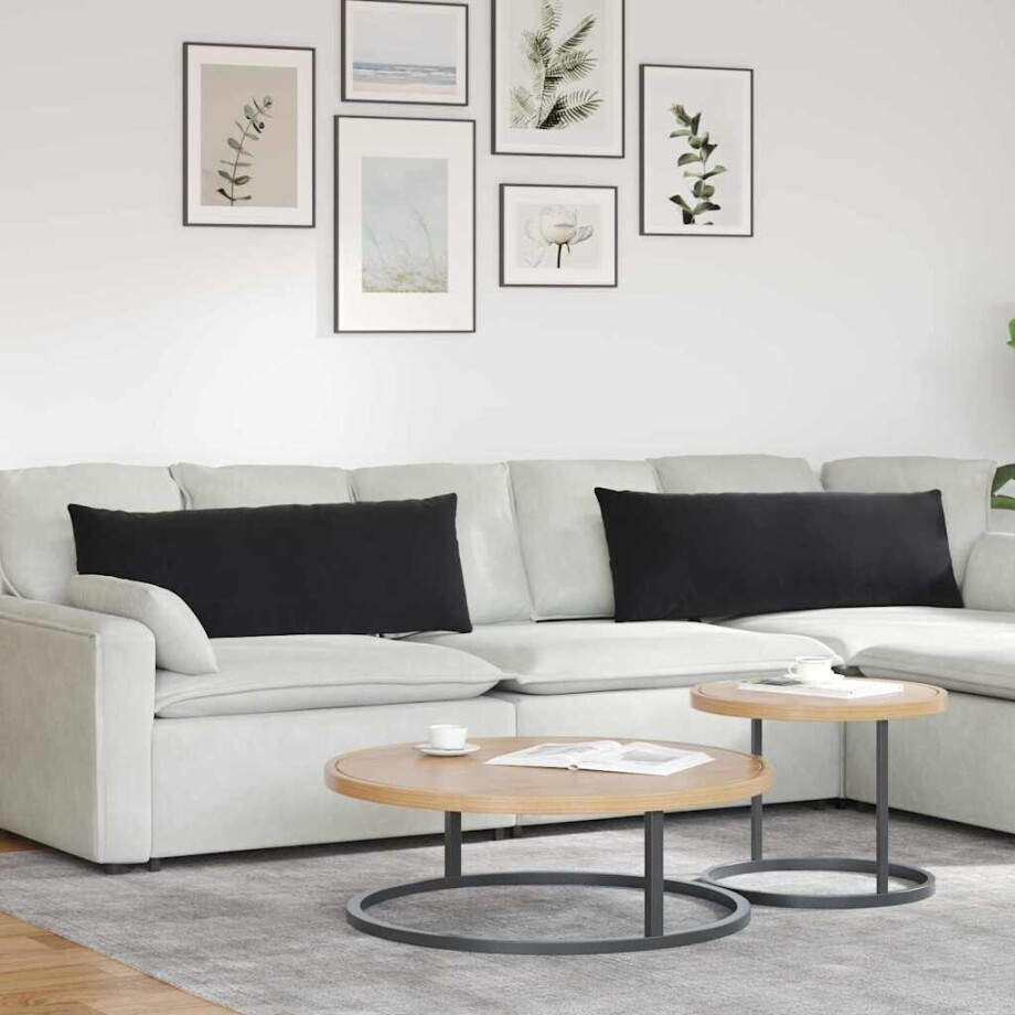 vidaXL Sofa Kussens 2 stuks Zwart 120 x 40 cm Cordstof afbeelding 1