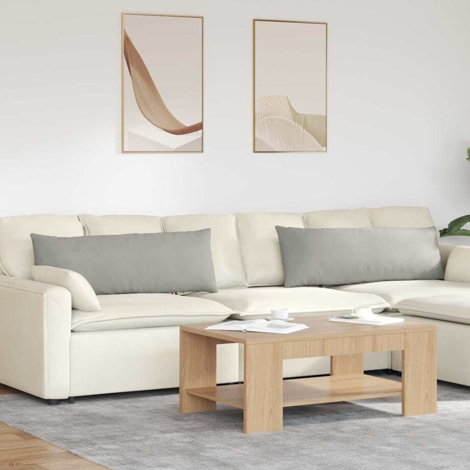 vidaXL Sofa Kussens 2 stuks Lichtgrijs 120 x 40 cm Stof afbeelding 1