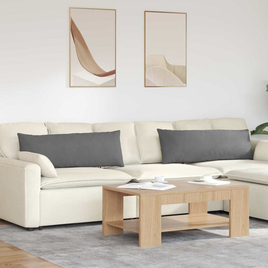 vidaXL Sofa Kussens 2 stuks Donkergrijs 120 x 40 cm Stof afbeelding 1
