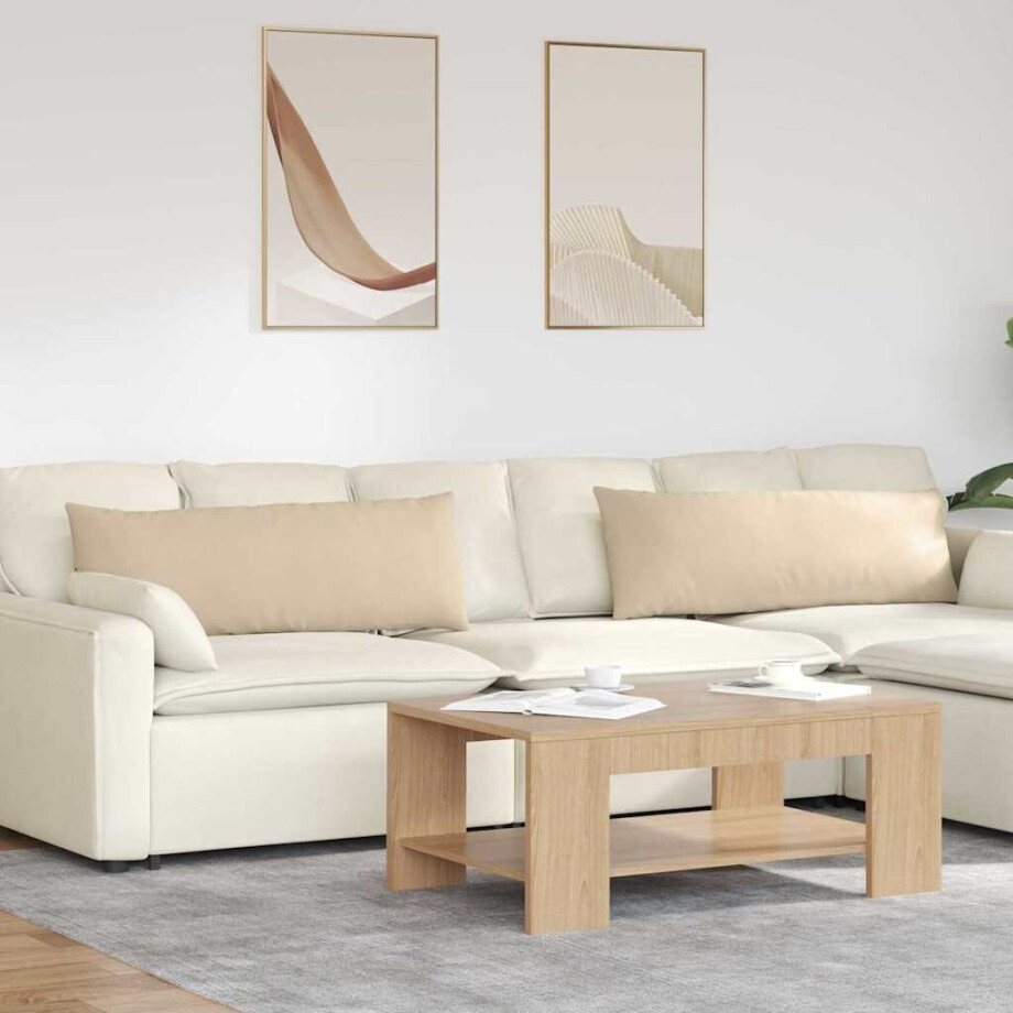 vidaXL Sofa Kussens 2 stuks Crème 120 x 40 cm Stof afbeelding 1