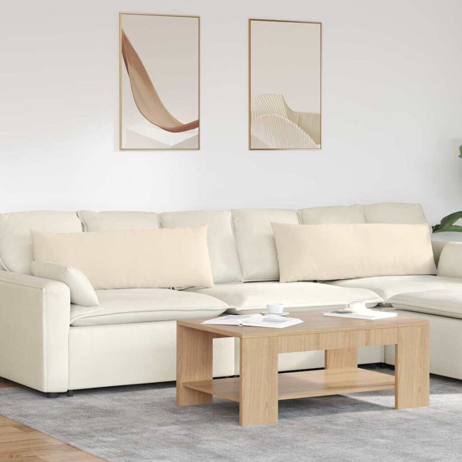 vidaXL Sofa Kussens 2 stuks Beige 120 x 40 cm Stof afbeelding 1