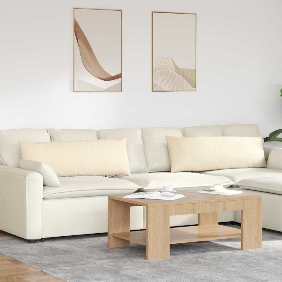 vidaXL Sofa Kussens 2 stuks Crème 120 x 40 cm Cordstof afbeelding 1