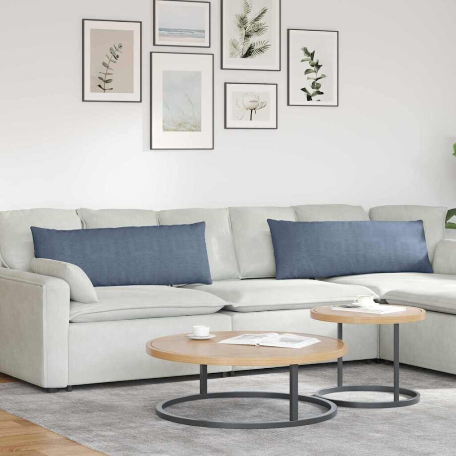 vidaXL Sofa Kussens 2 stuks Blauw 120 x 40 cm Cordstof afbeelding 1