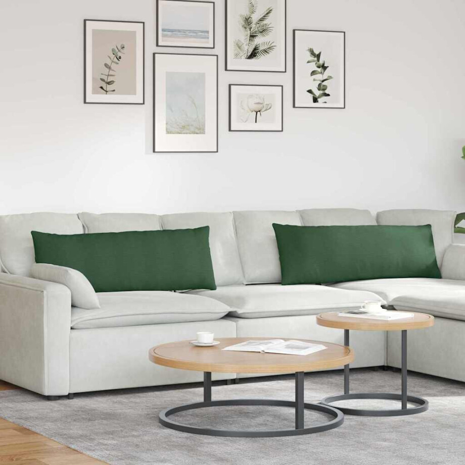 vidaXL Sofa Kussens 2 stuks Donkergroen 120 x 40 cm Cordstof afbeelding 1