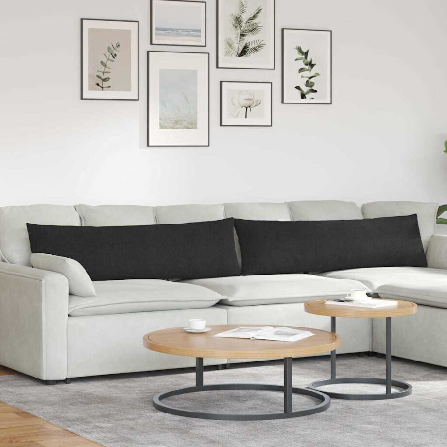 vidaXL Sofa Kussens 2 pcs Zwart 145 x 40 cm Stof afbeelding 1