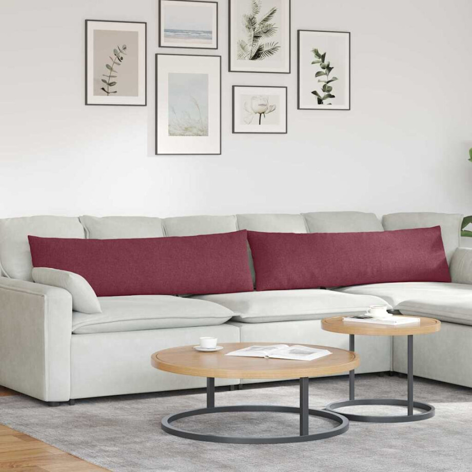 vidaXL Sofa Kussens 2 pcs Wijnrood 145 x 40 cm Stof afbeelding 1
