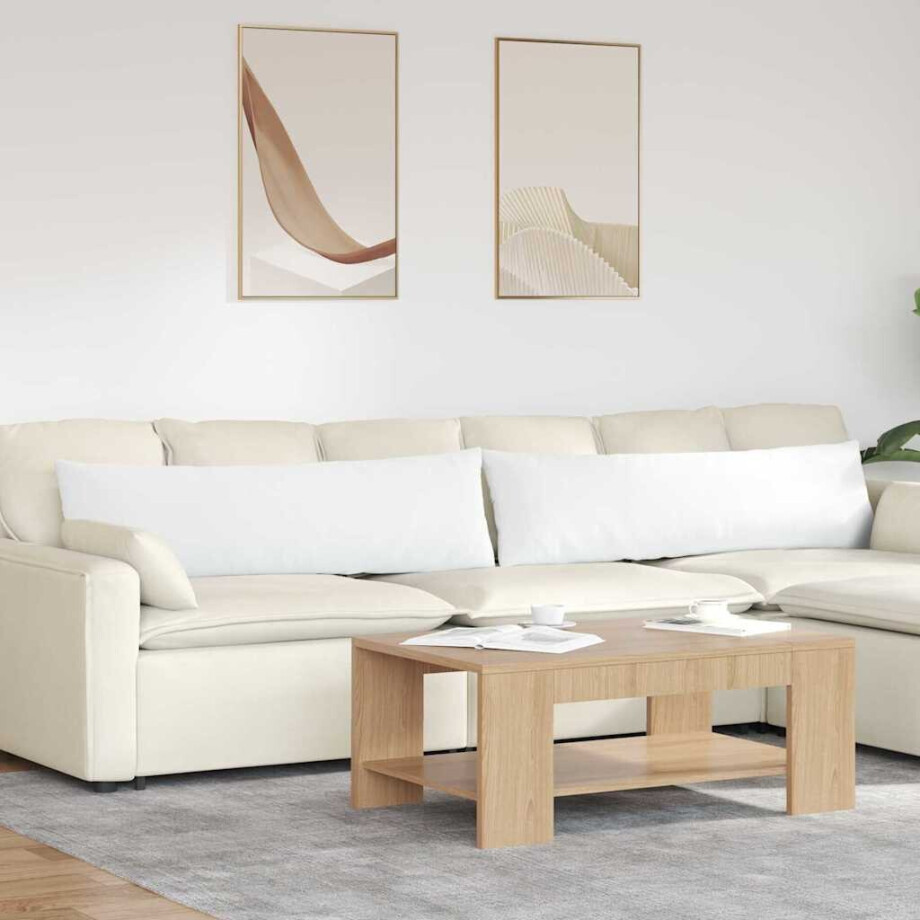 vidaXL Sofa Kussens 2 pcs Wit 145 x 40 cm Stof afbeelding 1
