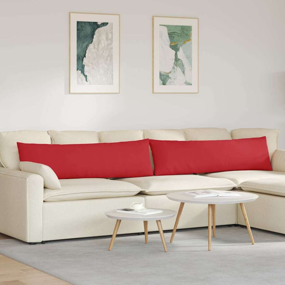 vidaXL Sofa Kussens 2 pcs Rood 145 x 40 cm Stof afbeelding 1