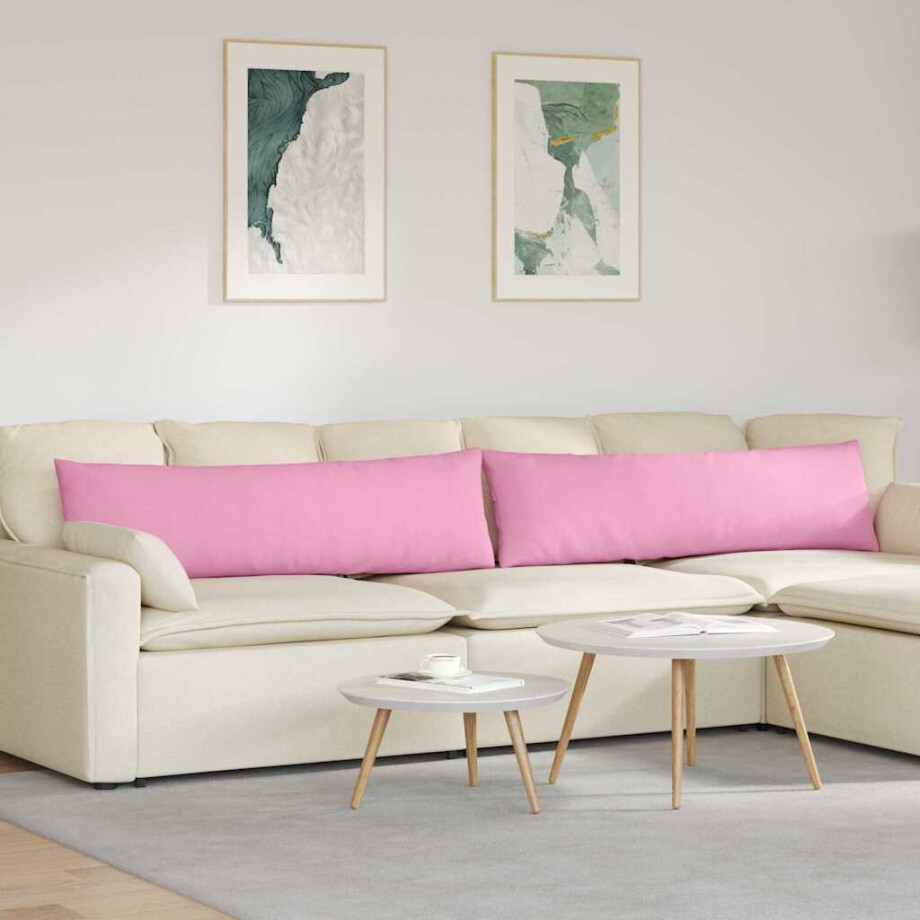 vidaXL Sofa Kussens 2 pcs Roze 145 x 40 cm Stof afbeelding 1