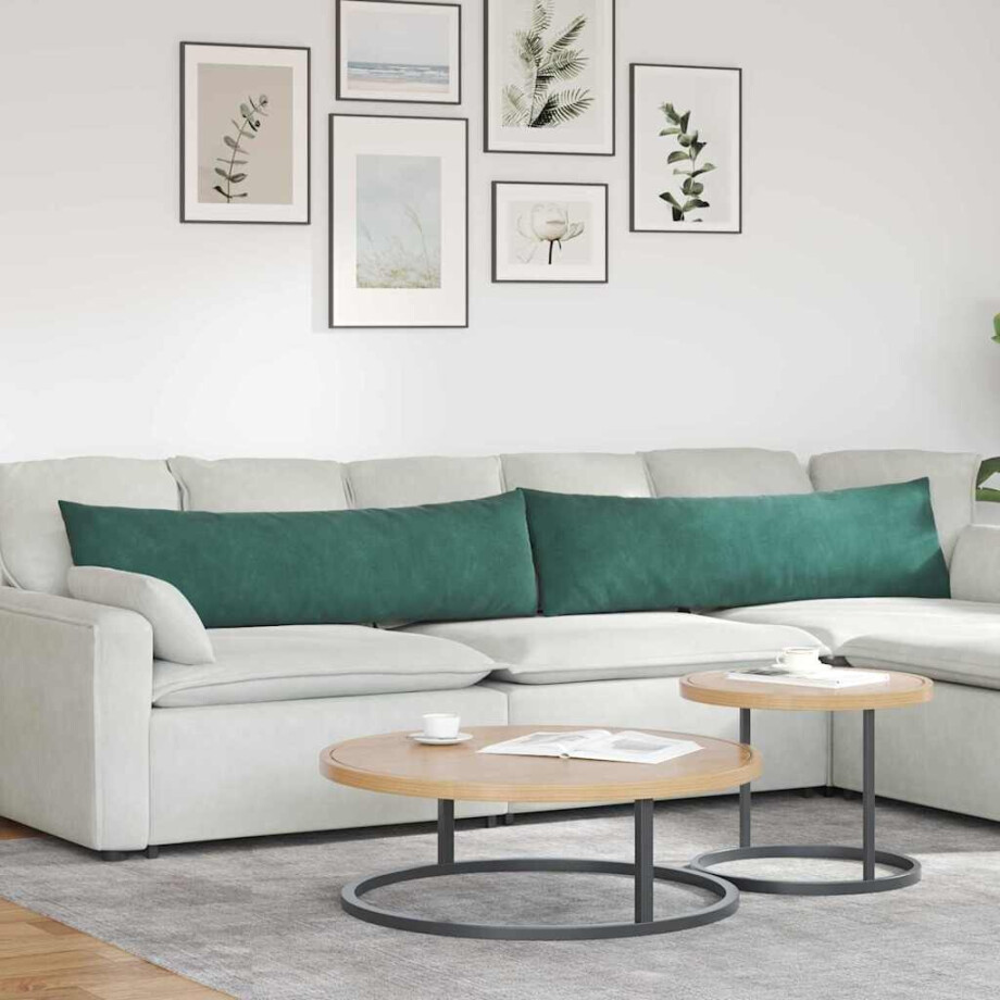 vidaXL Sofa Kussens 2 stuks Donkergroen 145 x 40 cm Cordstof afbeelding 1
