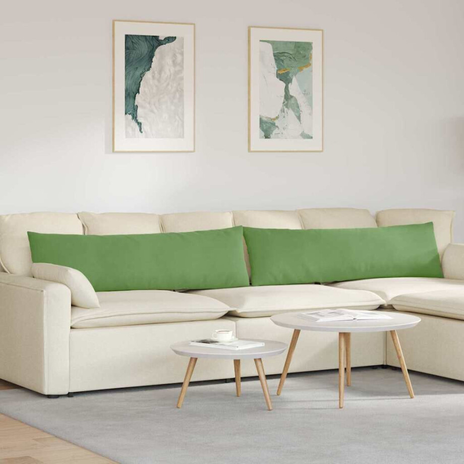 vidaXL Sofa Kussens 2 stuks Lichtgroen 145 x 40 cm Cordstof afbeelding 1