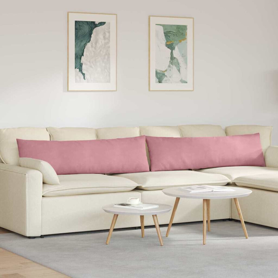 vidaXL Sofa Kussens 2 pcs Roze 145 x 40 cm Katoen Stof vidaXL Sofa Kussens 2 pcs Roze 145 x 40 cm Katoen Stof afbeelding 1