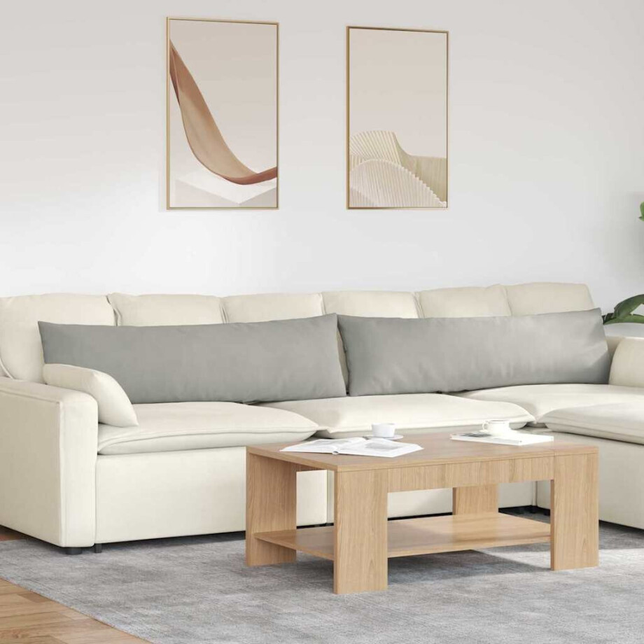 vidaXL Sofa Kussens 2 stuks Lichtgrijs 145 x 40 cm Stof afbeelding 1